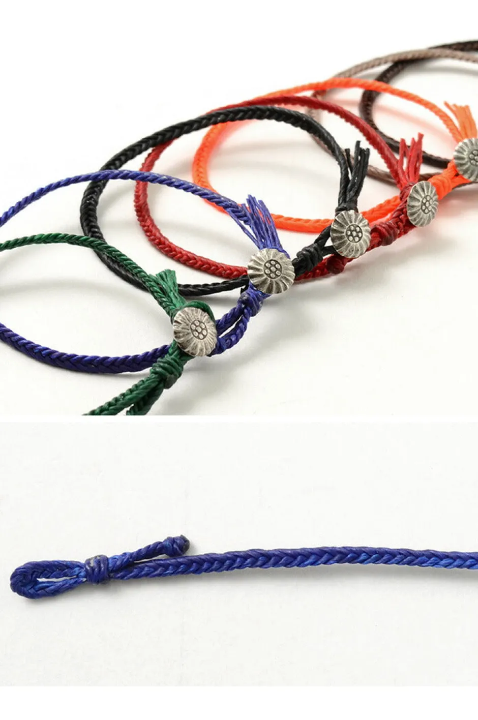 Anklets^PHADUA / Wax Cord Concho Anklet Fishbone Braid