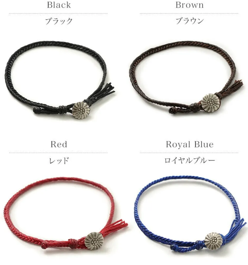 Anklets^PHADUA / Wax Cord Concho Anklet Fishbone Braid