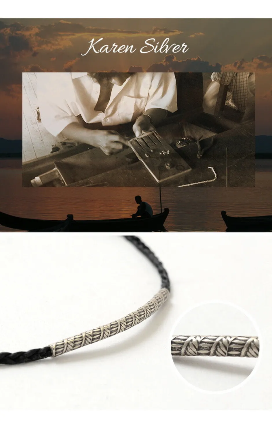 Anklets^PHADUA / Wax Cord Karen Silver Tube Anklet / Bracelet / Necklace