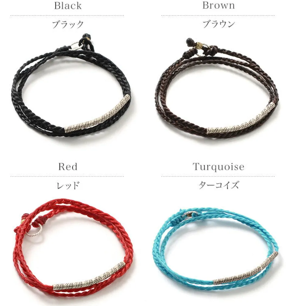 Anklets^PHADUA / Wax Cord Karen Silver Tube Anklet / Bracelet / Necklace