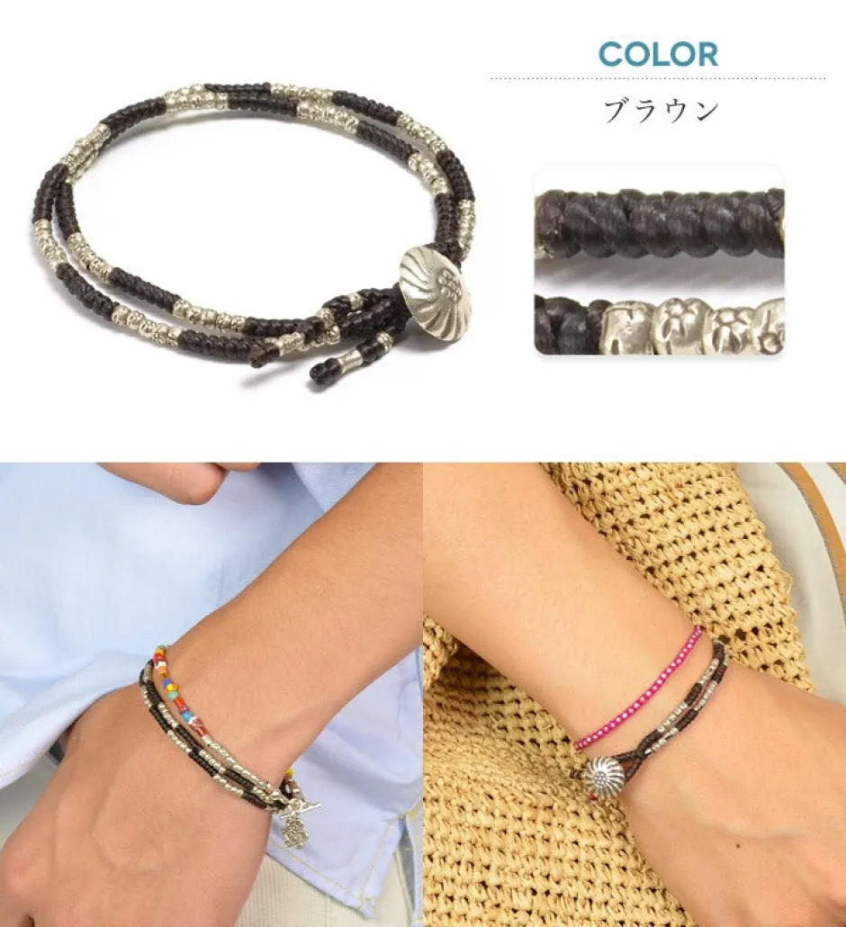 Bracelets^PHADUA / Wax Cord Silver Concho Double-Strand Bracelet