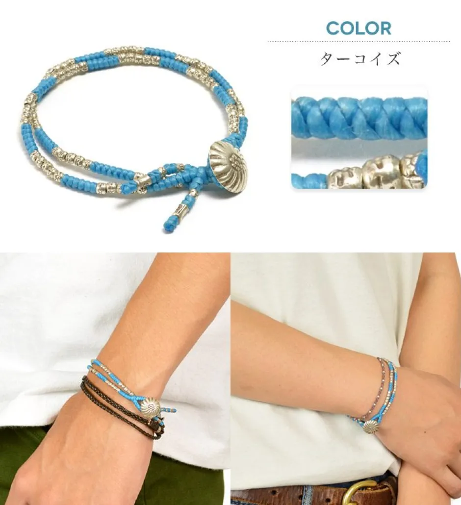 Bracelets^PHADUA / Wax Cord Silver Concho Double-Strand Bracelet