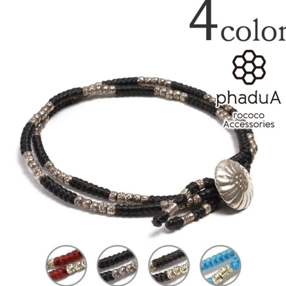 Bracelets^PHADUA / Wax Cord Silver Concho Double-Strand Bracelet