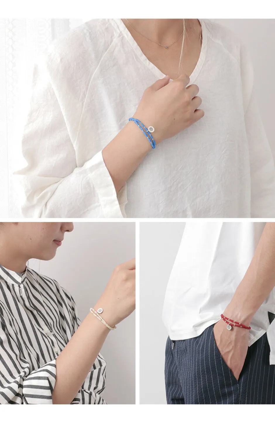 Bracelets^PHADUA / Wax Cord Silver Double-Strand Top Bracelet