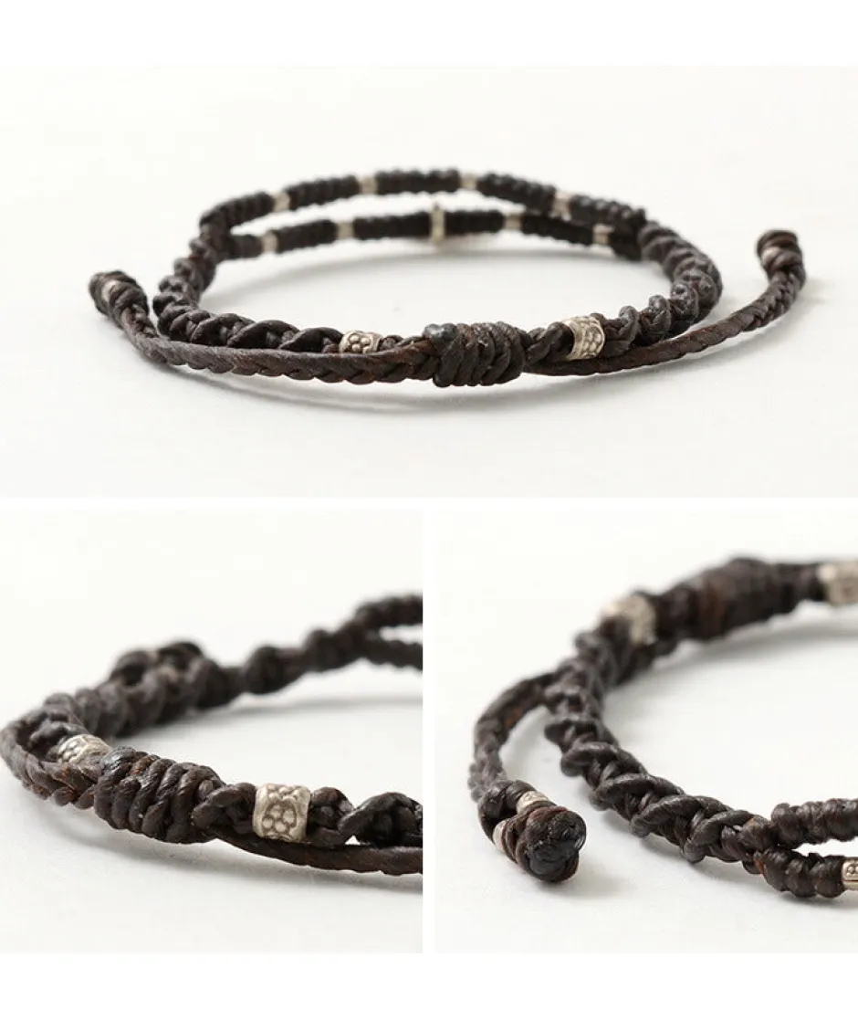 Bracelets^PHADUA / Wax Cord Silver Double-Strand Top Bracelet