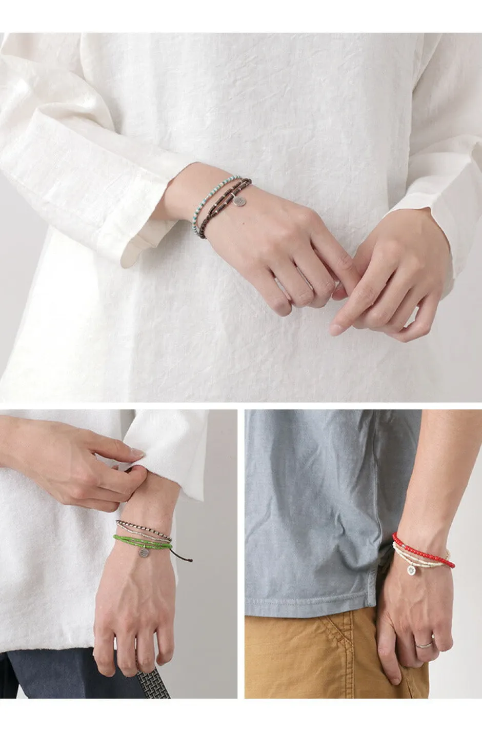 Bracelets^PHADUA / Wax Cord Silver Double-Strand Top Bracelet