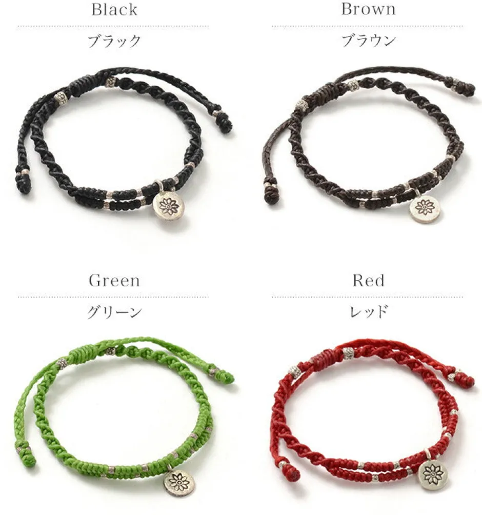Bracelets^PHADUA / Wax Cord Silver Double-Strand Top Bracelet