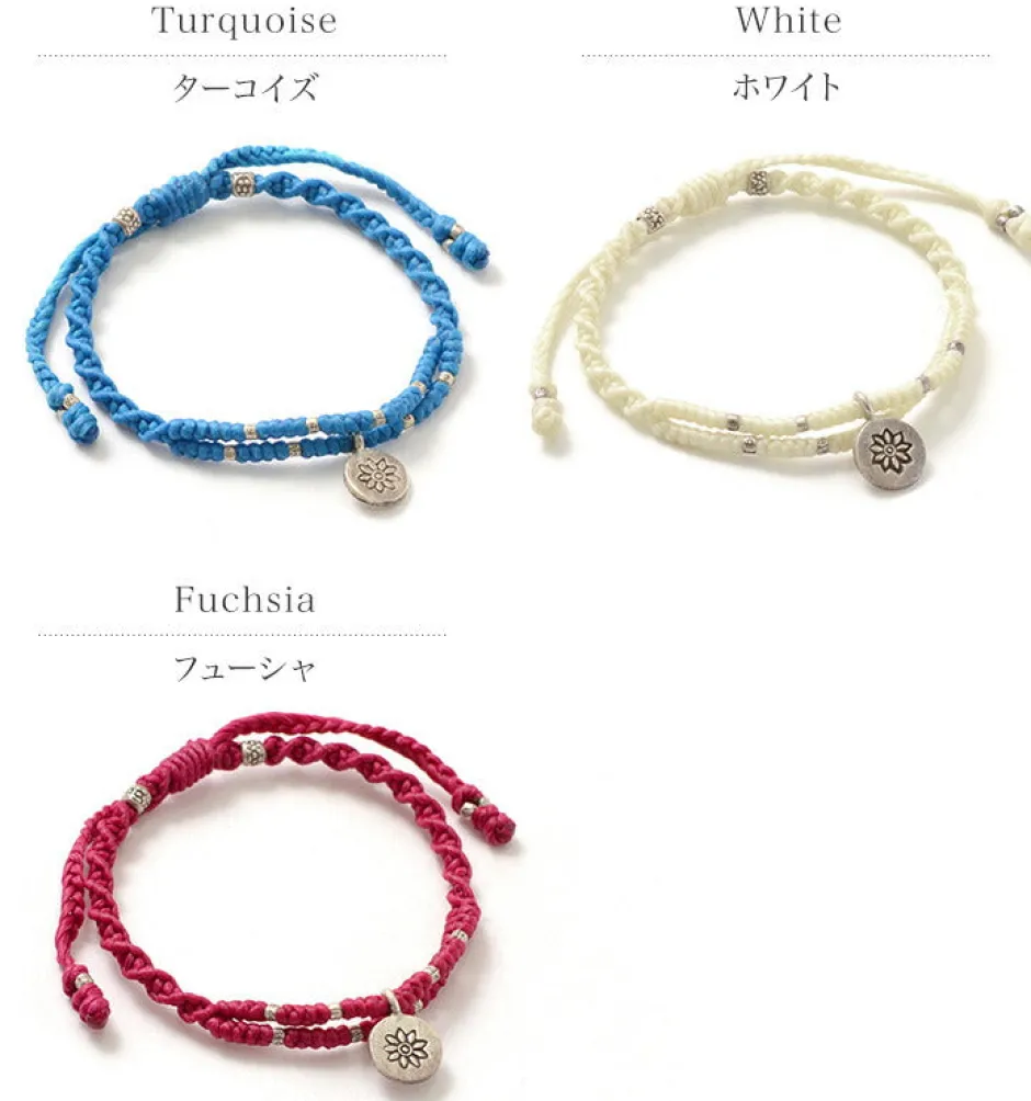 Bracelets^PHADUA / Wax Cord Silver Double-Strand Top Bracelet