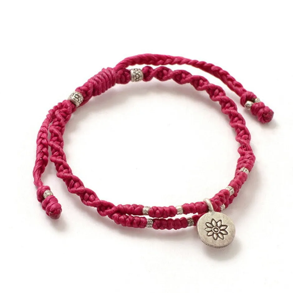 Bracelets^PHADUA / Wax Cord Silver Double-Strand Top Bracelet