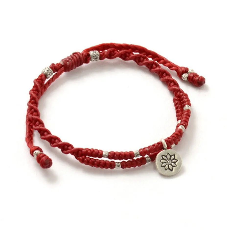 Bracelets^PHADUA / Wax Cord Silver Double-Strand Top Bracelet