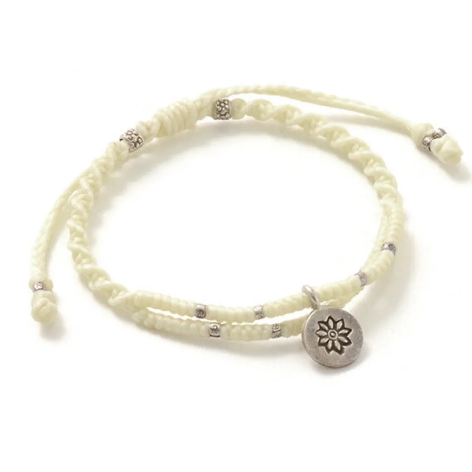 Bracelets^PHADUA / Wax Cord Silver Double-Strand Top Bracelet