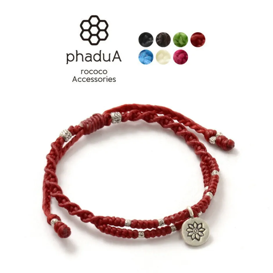 Bracelets^PHADUA / Wax Cord Silver Double-Strand Top Bracelet