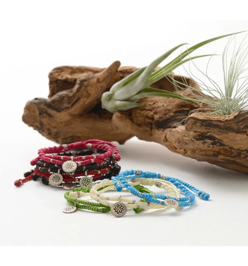 Bracelets^PHADUA / Wax Cord Silver Double-Strand Top Bracelet