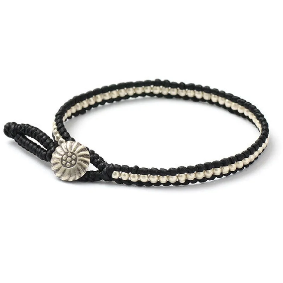 Anklets^PHADUA / Waxed cord silver single strand concho bracelet