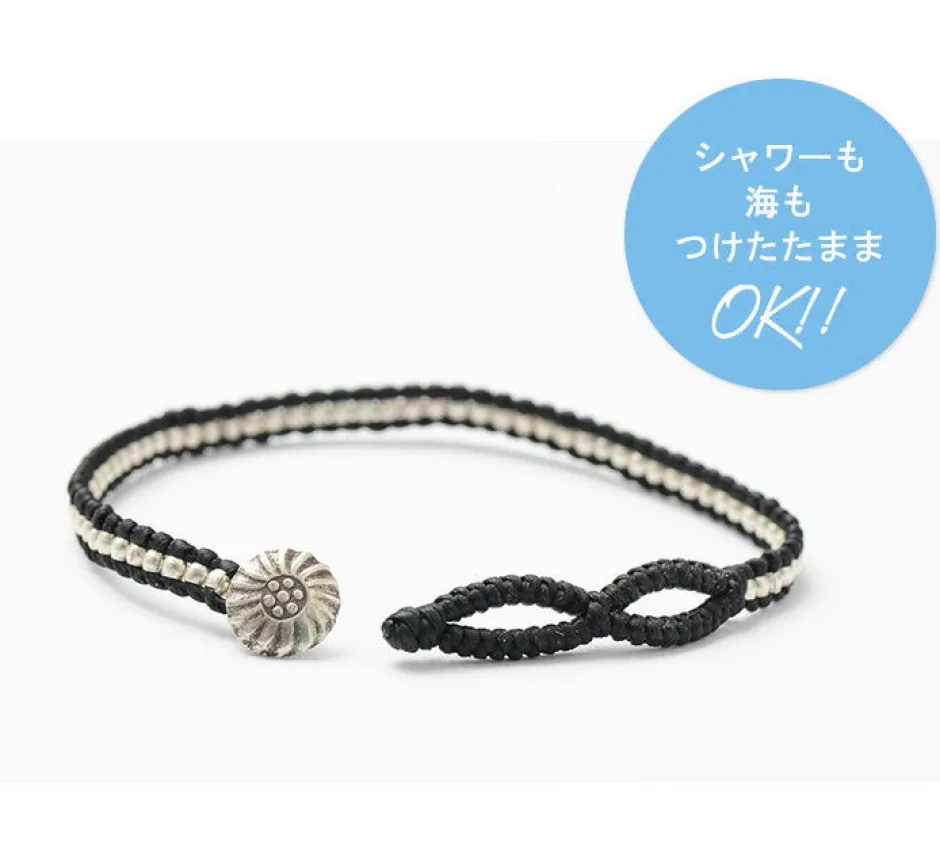 Anklets^PHADUA / Waxed cord silver single strand concho bracelet