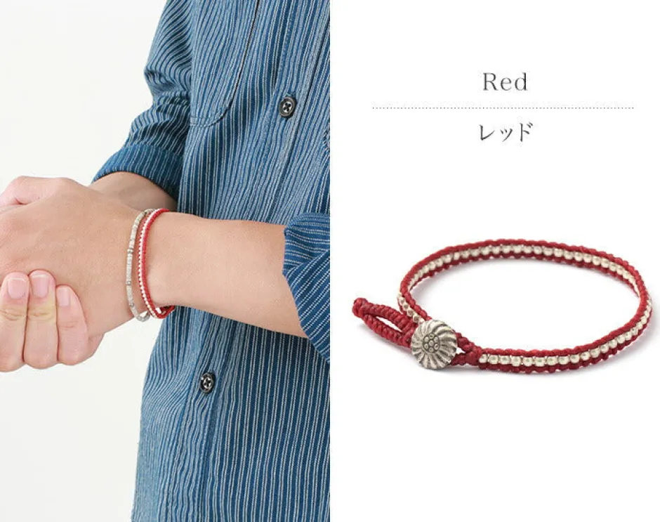 Anklets^PHADUA / Waxed cord silver single strand concho bracelet