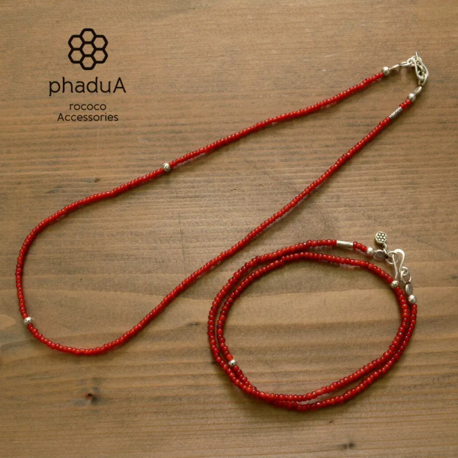 Anklets^PHADUA / White Heart Antique Beads Necklace red