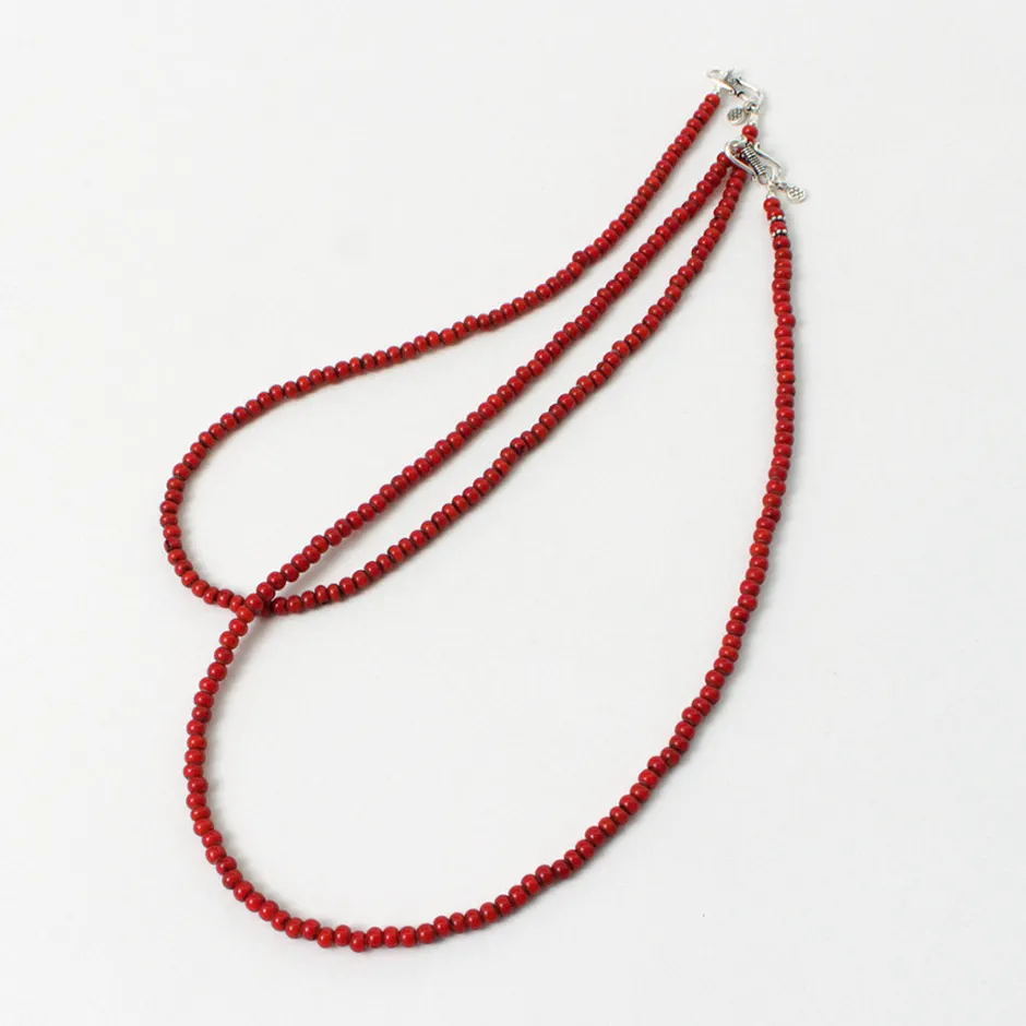 Anklets^phaduA / White Heart Antique Glass Bead Necklace red