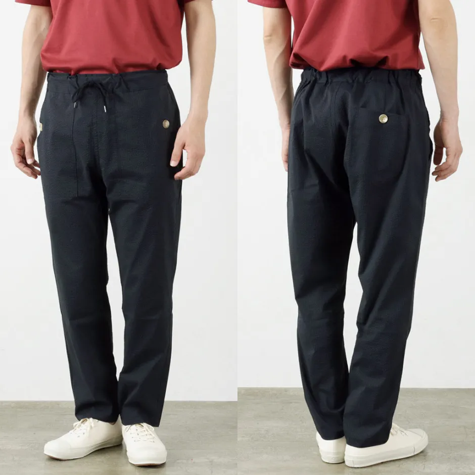 Trousers^RE MADE IN TOKYO JAPAN / Coded COOLMAX seersucker ankle trousers
