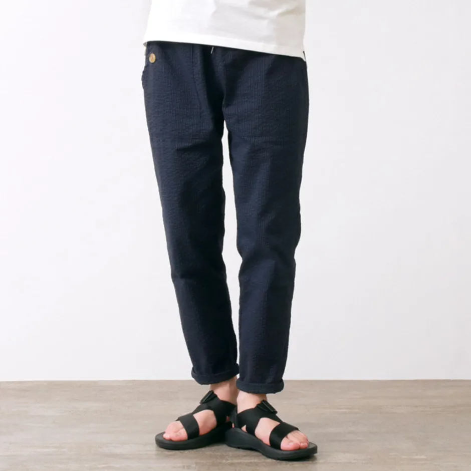 Trousers^RE MADE IN TOKYO JAPAN / Coded COOLMAX seersucker ankle trousers