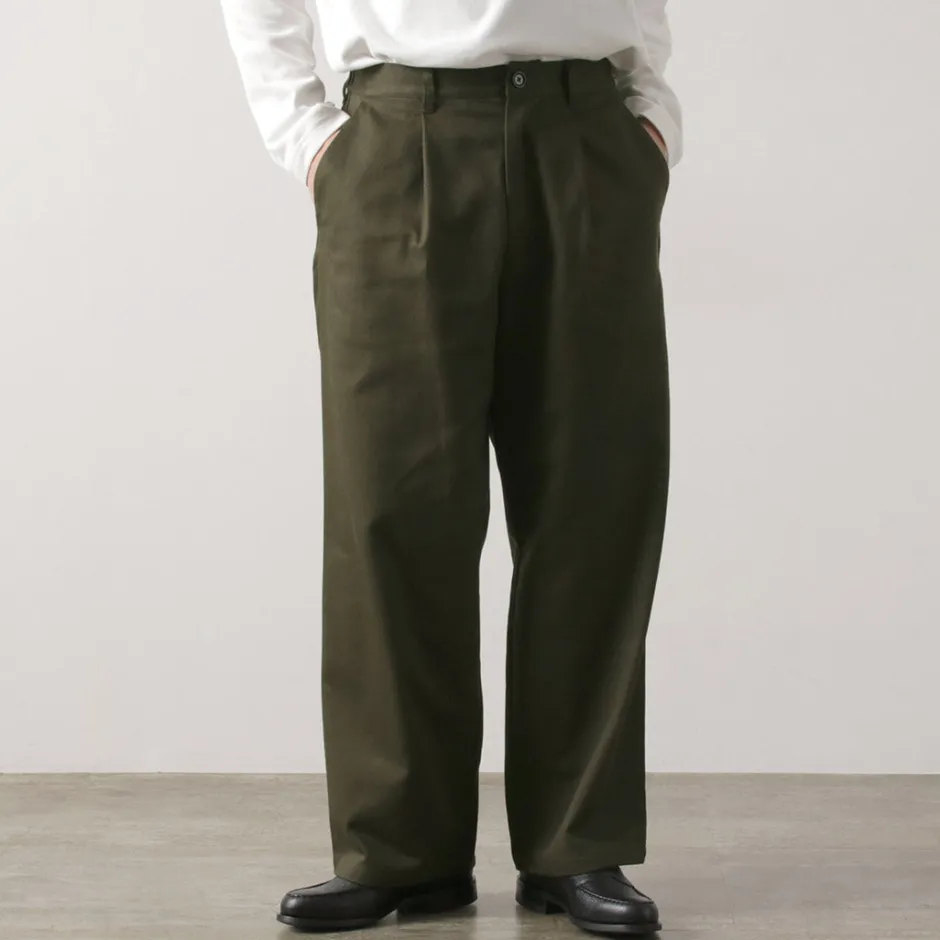 Work Pants & Chinos^RE MADE IN TOKYO JAPAN / Cotton hard twill tuck wide pants