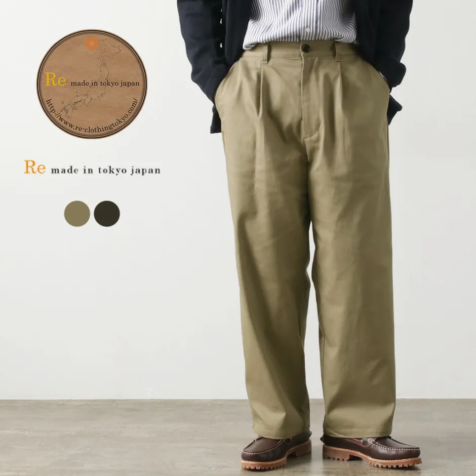 Work Pants & Chinos^RE MADE IN TOKYO JAPAN / Cotton hard twill tuck wide pants