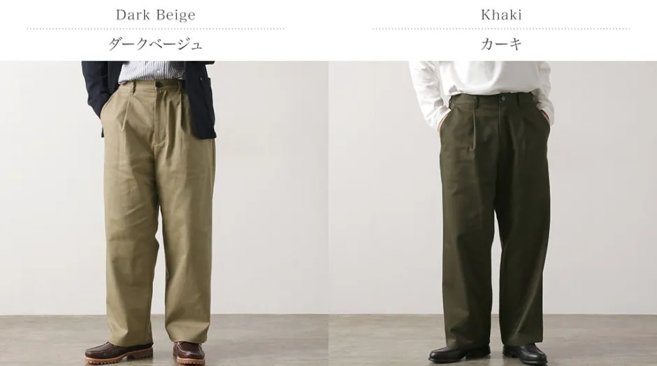 Work Pants & Chinos^RE MADE IN TOKYO JAPAN / Cotton hard twill tuck wide pants
