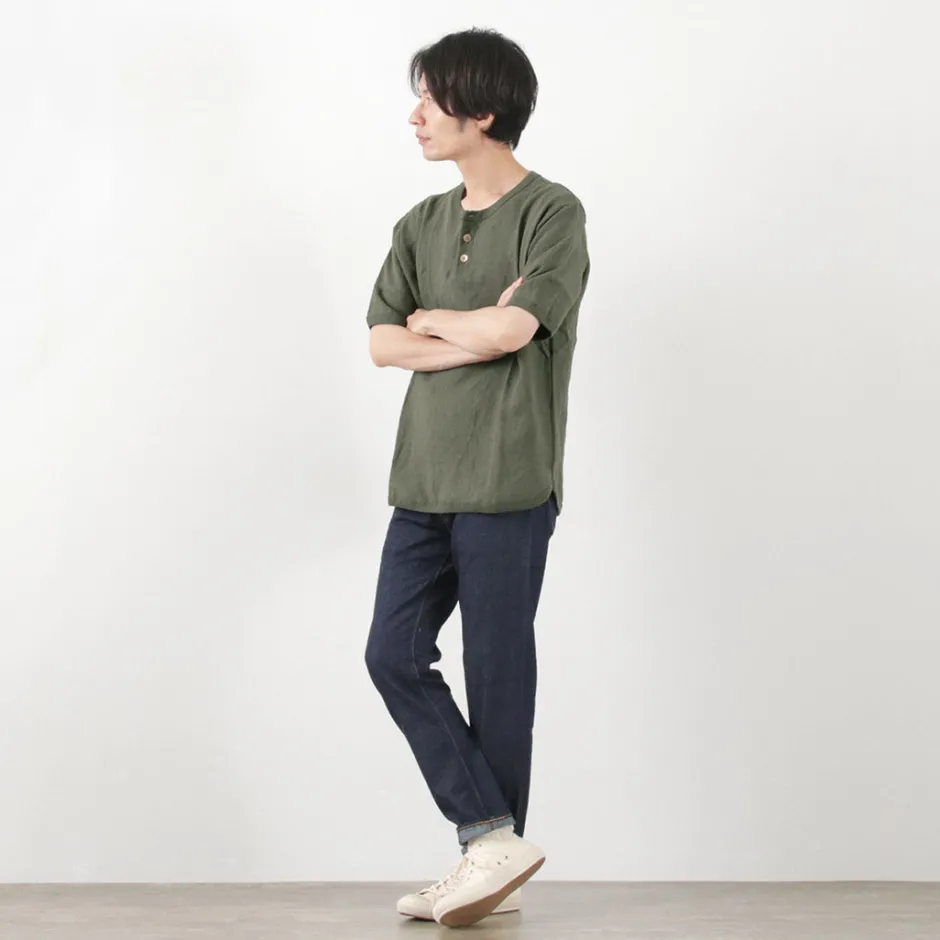 T-Shirts^RE MADE IN TOKYO JAPAN / French Linen Henley Neck T-Shirt