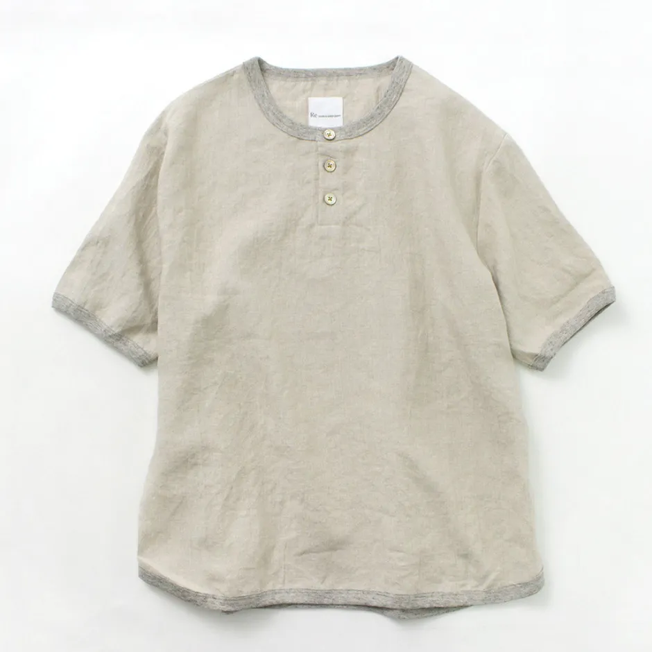 T-Shirts^RE MADE IN TOKYO JAPAN / French Linen Henley Neck T-Shirt
