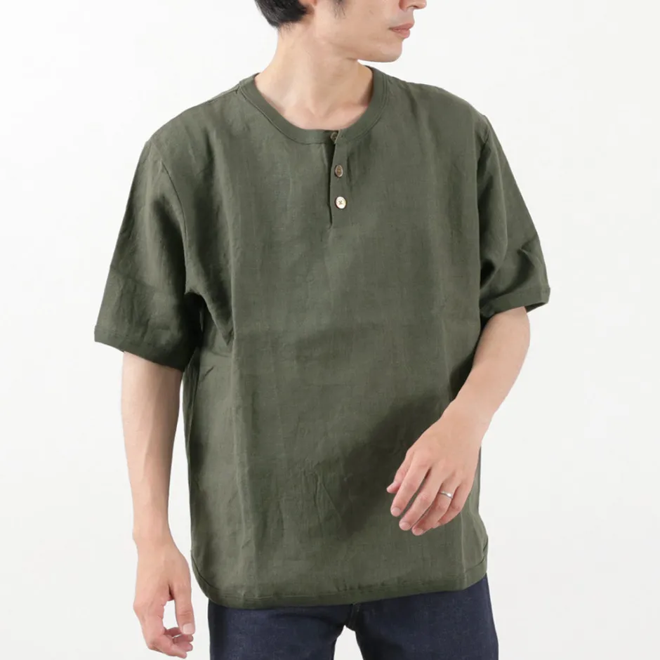 T-Shirts^RE MADE IN TOKYO JAPAN / French Linen Henley Neck T-Shirt