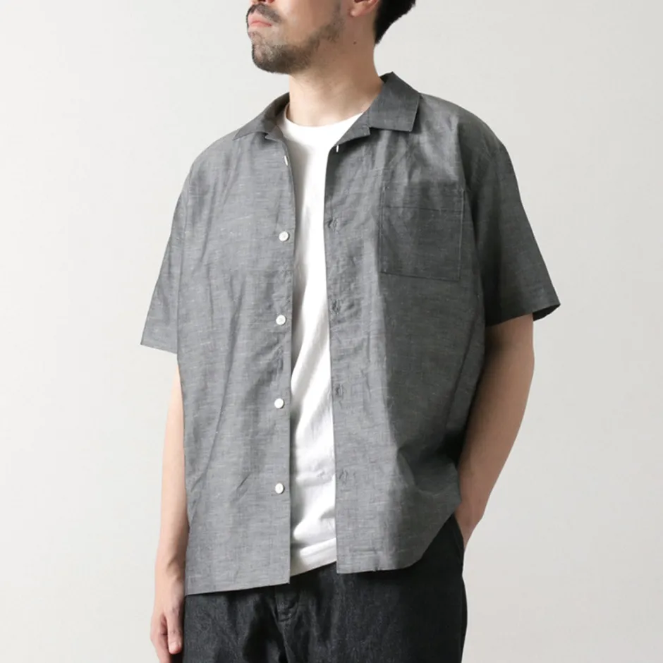 Shirts^RE MADE IN TOKYO JAPAN / Herdmans Linen Open Collar Shirt