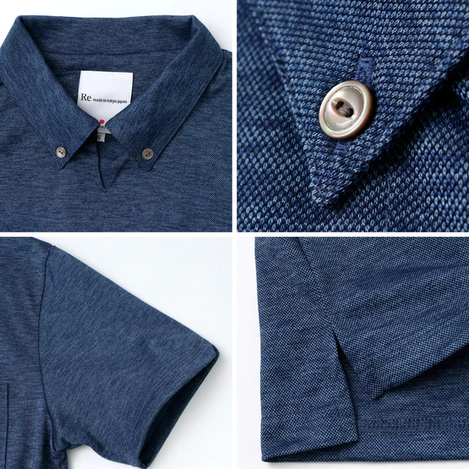 T-Shirts^RE MADE IN TOKYO JAPAN / Indigo Kanoko Button Down Skipper BD Skipper