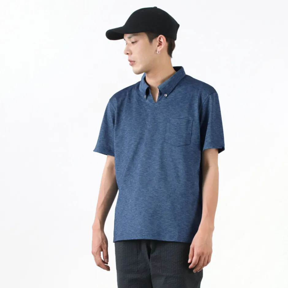T-Shirts^RE MADE IN TOKYO JAPAN / Indigo Kanoko Button Down Skipper BD Skipper