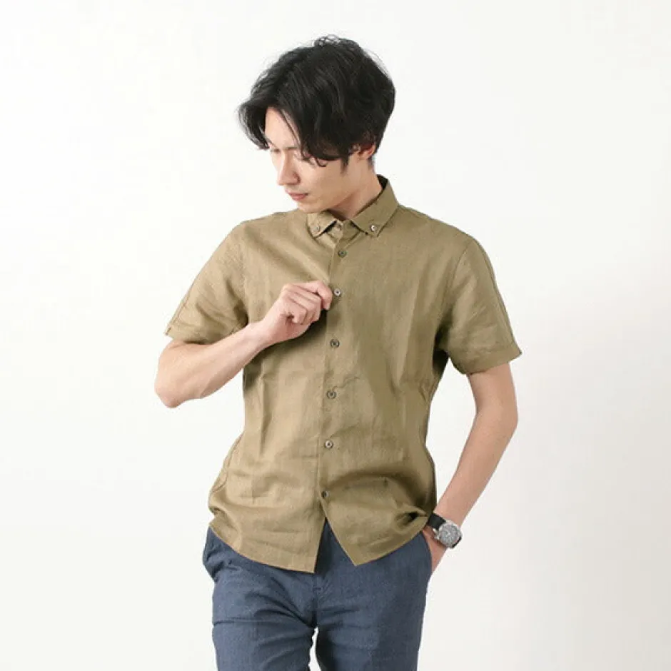 Shirts^RE MADE IN TOKYO JAPAN / Linen Canvas Button Down Shirt / Short Sleeve