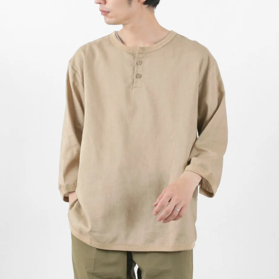 T-Shirts^RE MADE IN TOKYO JAPAN / Linen Canvas Henry Neck T-Shirt