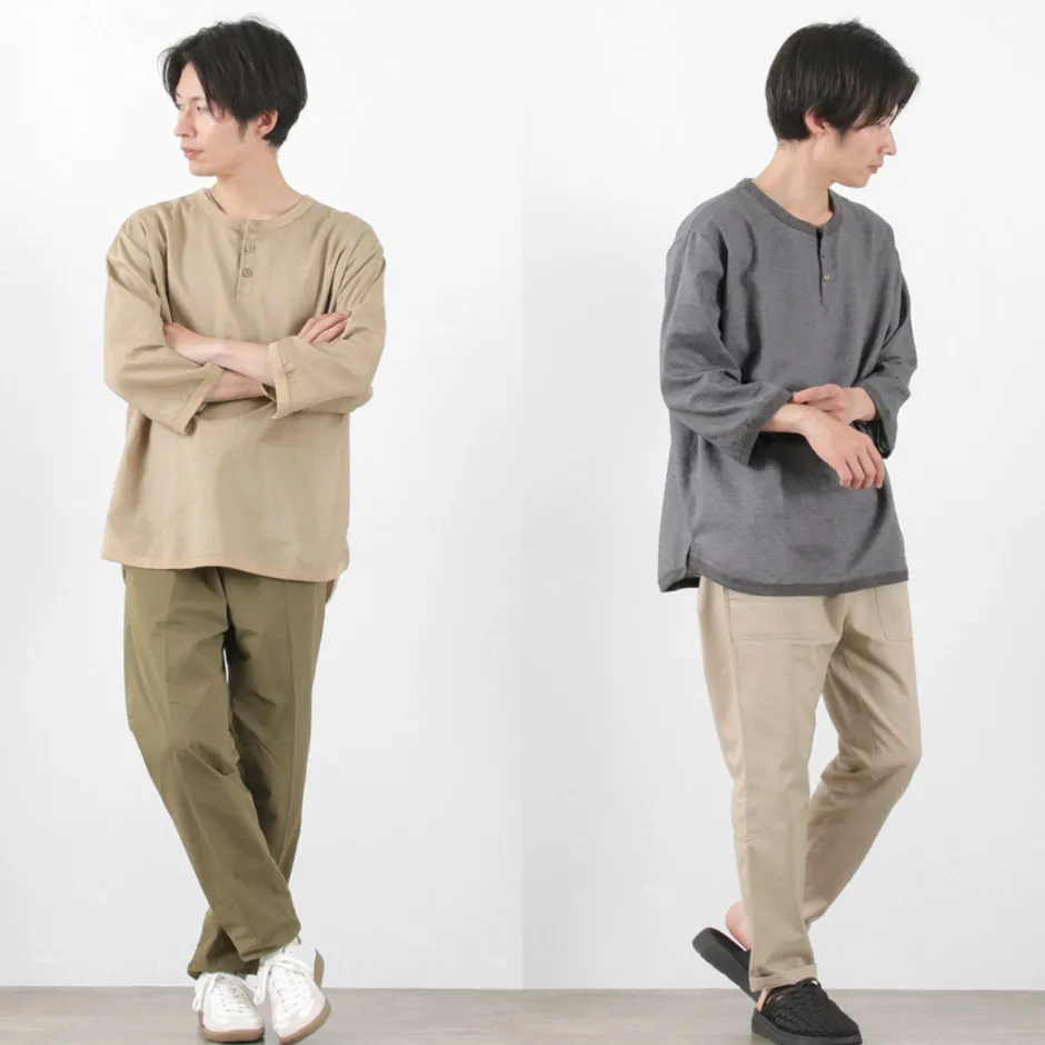 T-Shirts^RE MADE IN TOKYO JAPAN / Linen Canvas Henry Neck T-Shirt