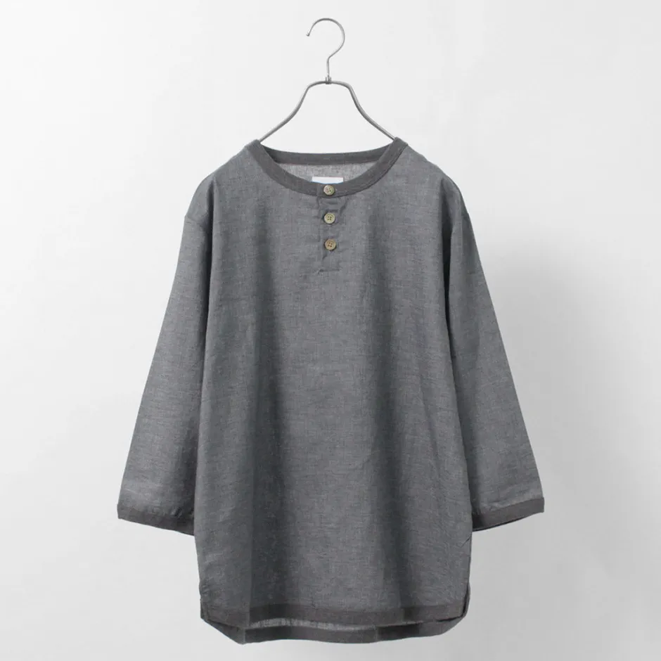 T-Shirts^RE MADE IN TOKYO JAPAN / Linen Canvas Henry Neck T-Shirt