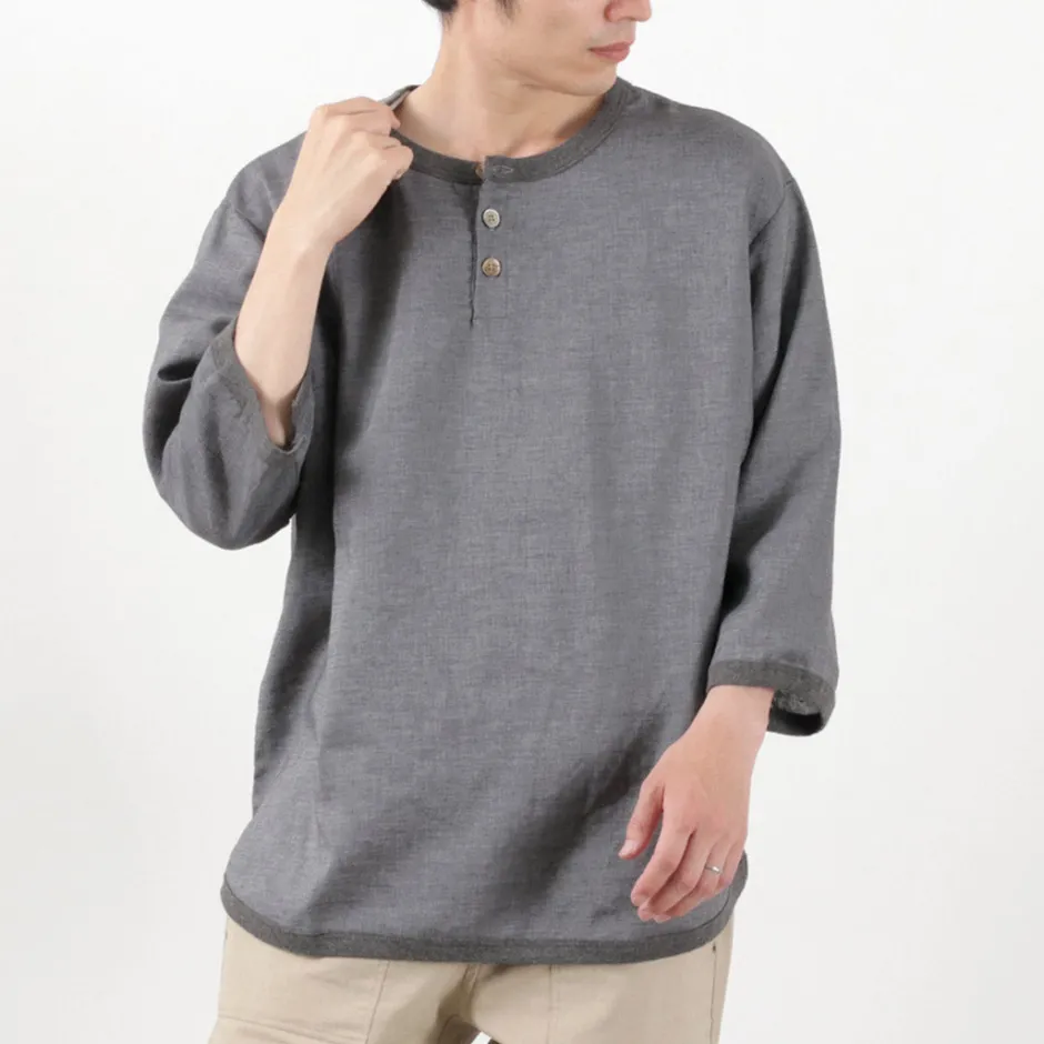 T-Shirts^RE MADE IN TOKYO JAPAN / Linen Canvas Henry Neck T-Shirt