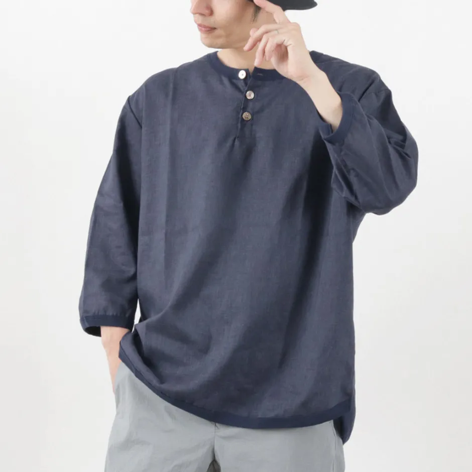 T-Shirts^RE MADE IN TOKYO JAPAN / Linen Canvas Henry Neck T-Shirt