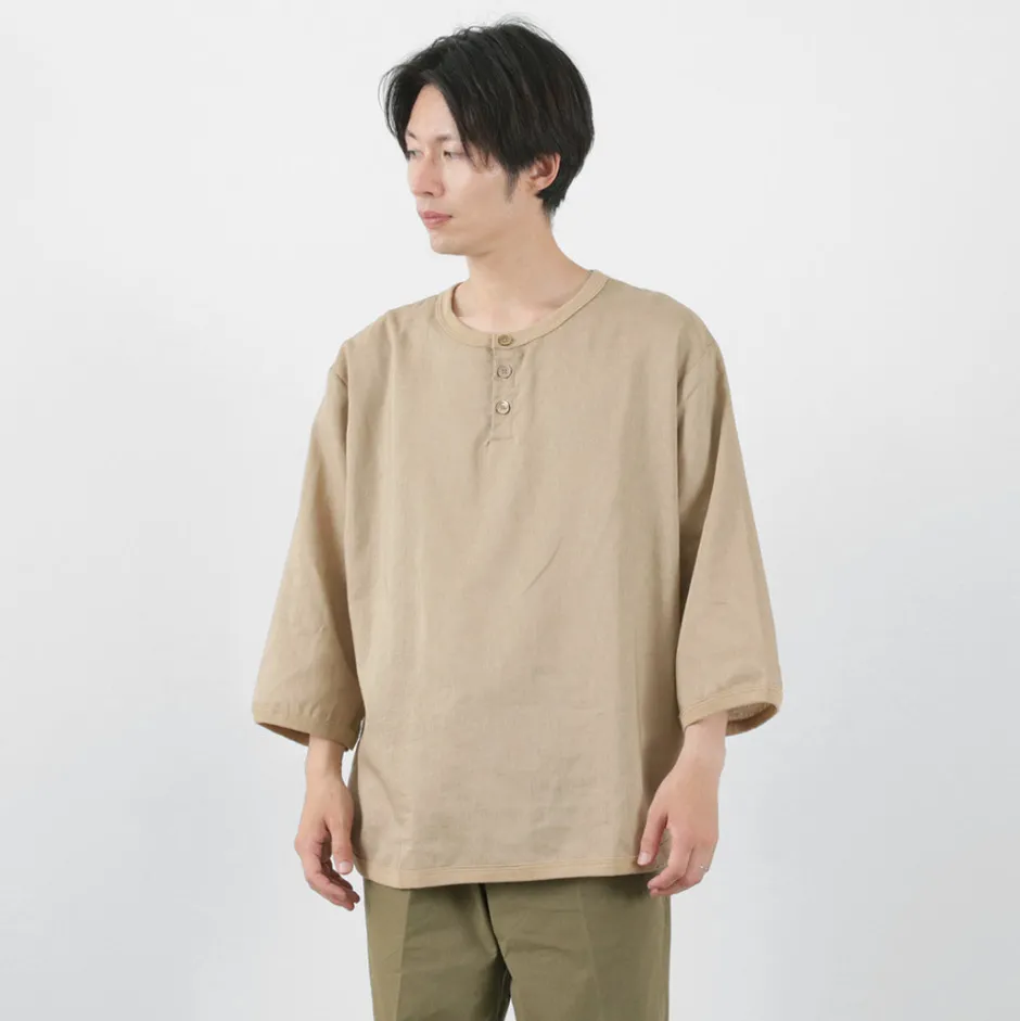 T-Shirts^RE MADE IN TOKYO JAPAN / Linen Canvas Henry Neck T-Shirt
