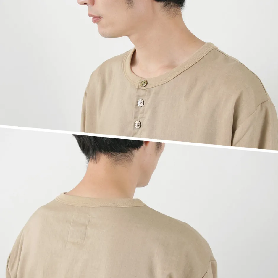 T-Shirts^RE MADE IN TOKYO JAPAN / Linen Canvas Henry Neck T-Shirt