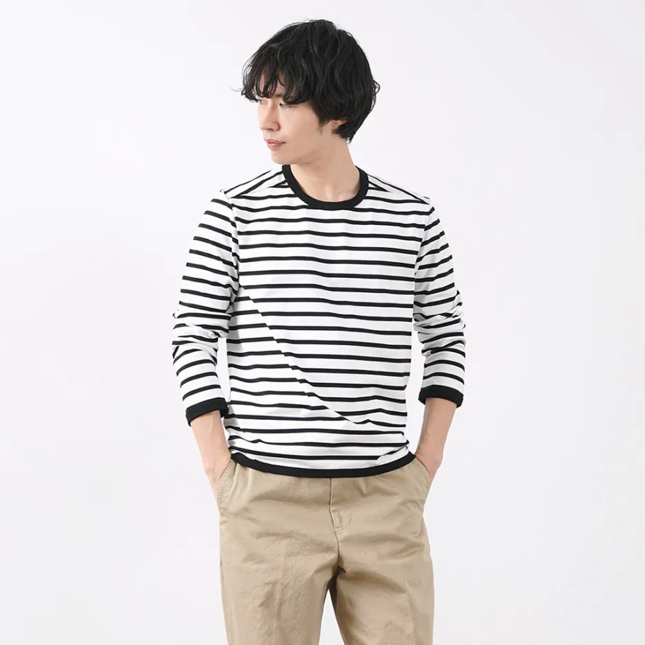 T-Shirts^RE MADE IN TOKYO JAPAN / Perfect Inner Giza Cotton Striped Crew Neck L/S T-Shirt