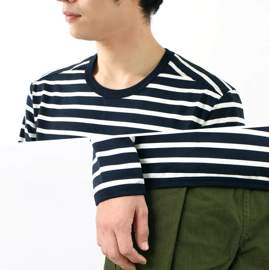 T-Shirts^RE MADE IN TOKYO JAPAN / Perfect Inner Giza Cotton Striped Crew Neck L/S T-Shirt