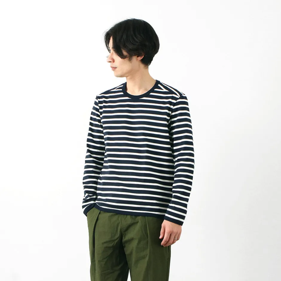 T-Shirts^RE MADE IN TOKYO JAPAN / Perfect Inner Giza Cotton Striped Crew Neck L/S T-Shirt