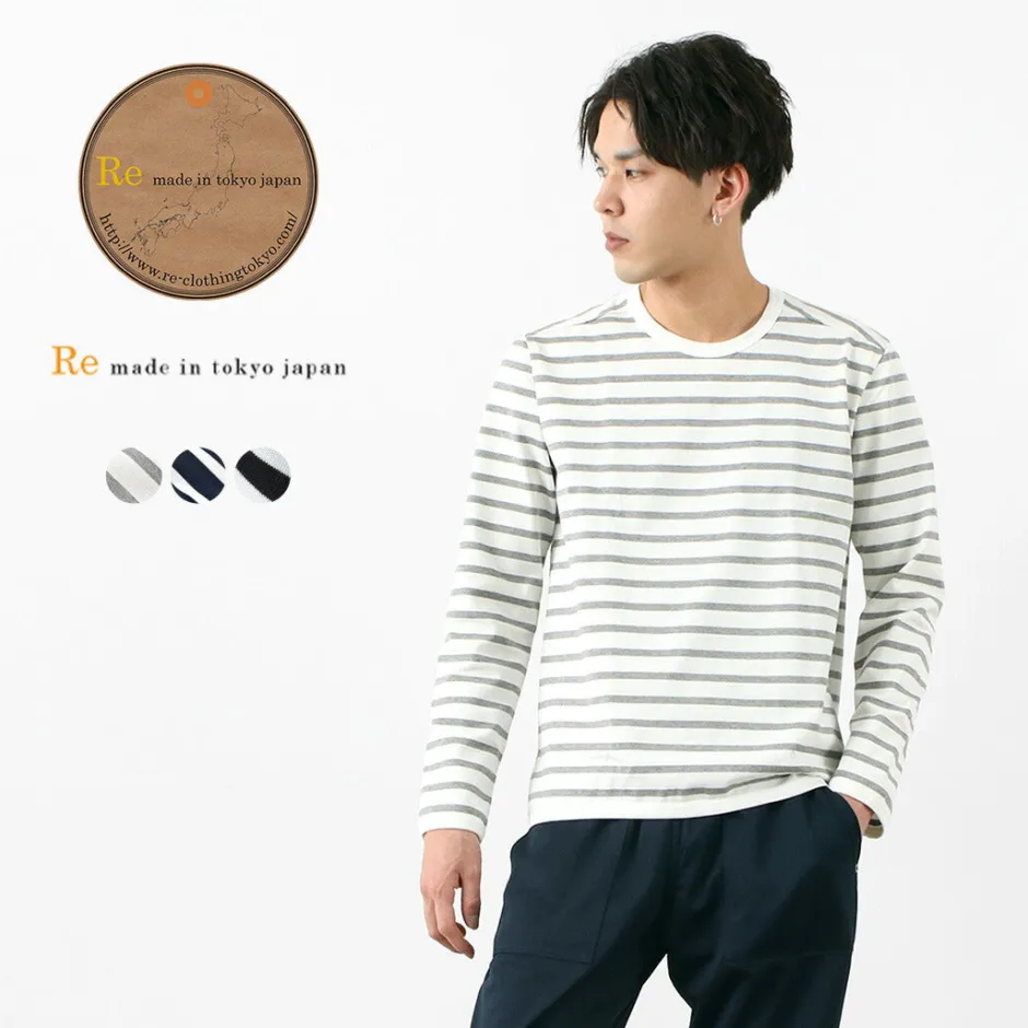 T-Shirts^RE MADE IN TOKYO JAPAN / Perfect Inner Giza Cotton Striped Crew Neck L/S T-Shirt