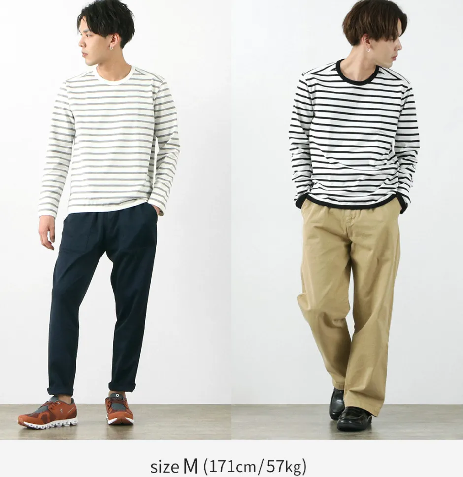 T-Shirts^RE MADE IN TOKYO JAPAN / Perfect Inner Giza Cotton Striped Crew Neck L/S T-Shirt