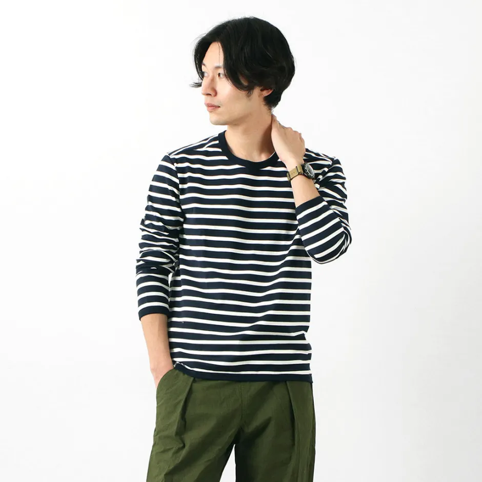 T-Shirts^RE MADE IN TOKYO JAPAN / Perfect Inner Giza Cotton Striped Crew Neck L/S T-Shirt