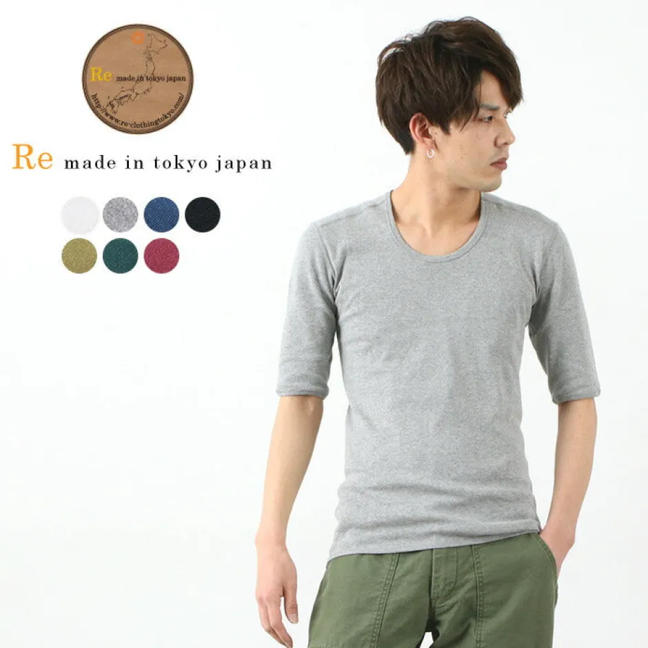 T-Shirts^RE MADE IN TOKYO JAPAN / Perfect Inner Half Sleeve U-Neck