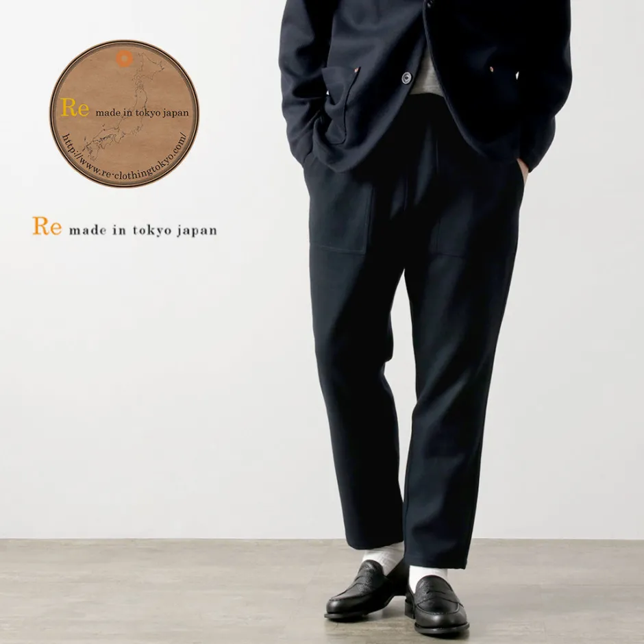 Trousers^RE MADE IN TOKYO JAPAN / Super 140 Wool Melton Easy Slacks navy