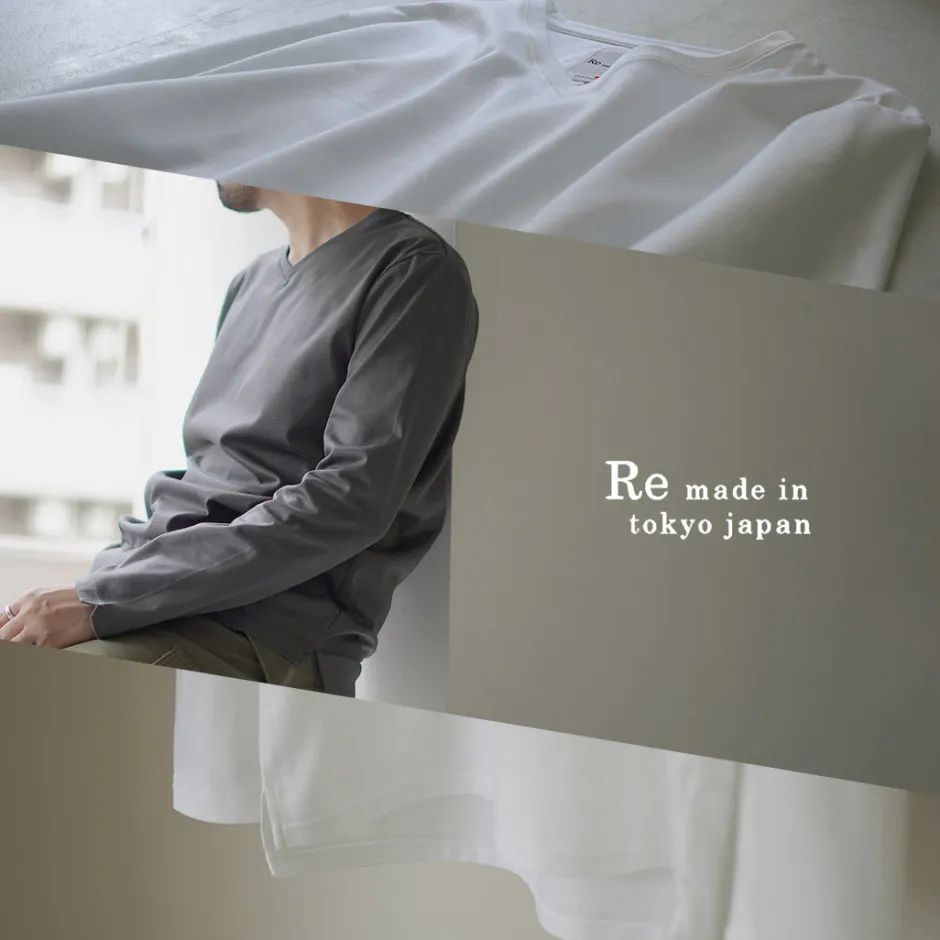 T-Shirts^RE MADE IN TOKYO JAPAN / Tokyo Made V-Neck Long Sleeve Dress T-Shirt 5721A-CT